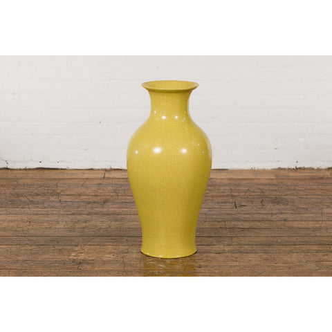 Chinese Vintage Altar Vase with Yellow Crackle Finish and Flaring Neck-YN7775-13. Asian & Chinese Furniture, Art, Antiques, Vintage Home Décor for sale at FEA Home