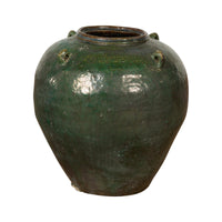 Small Dark Green Antique Glazed Ceramic Jar-YN7777-15. Asian & Chinese Furniture, Art, Antiques, Vintage Home Décor for sale at FEA Home
