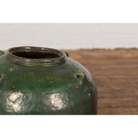 Small Dark Green Antique Glazed Ceramic Jar-YN7777-6. Asian & Chinese Furniture, Art, Antiques, Vintage Home Décor for sale at FEA Home
