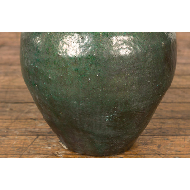 Small Dark Green Antique Glazed Ceramic Jar-YN7777-9. Asian & Chinese Furniture, Art, Antiques, Vintage Home Décor for sale at FEA Home