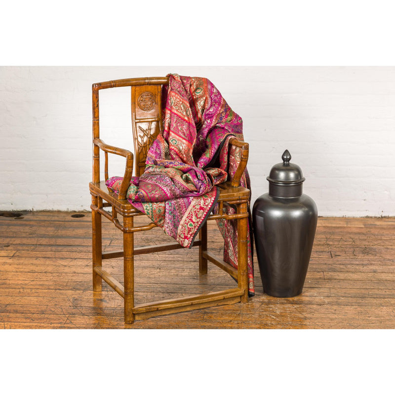 Vintage Charcoal Lidded Altar Vase with Stylized Acorn Finial-2. Asian & Chinese Furniture, Art, Antiques, Vintage Home Décor for sale at FEA Home