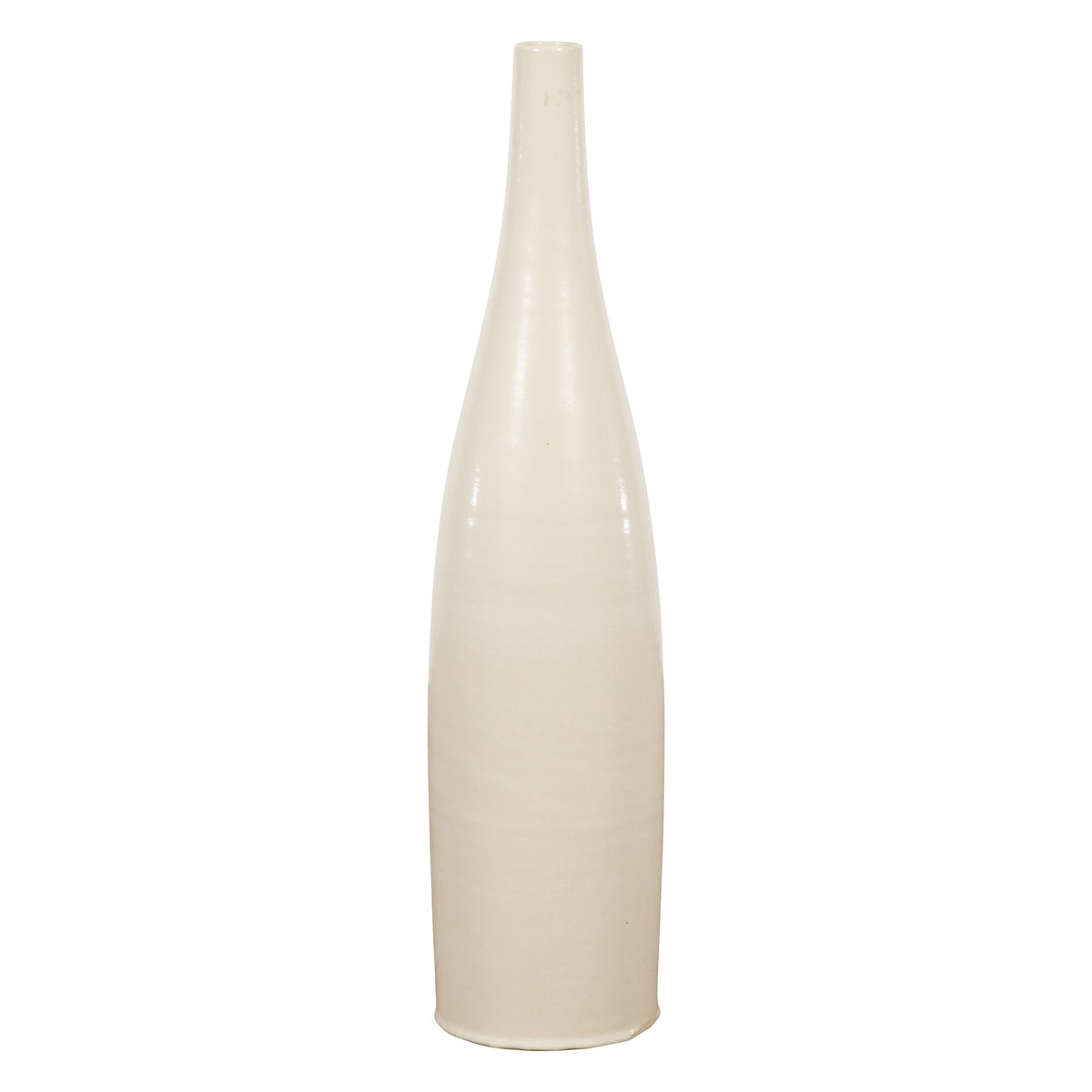 Tall Prem Collection Handmade Artisan Cream Glaze Vase with Slender Lines-2. Asian & Chinese Furniture, Art, Antiques, Vintage Home Décor for sale at FEA Home