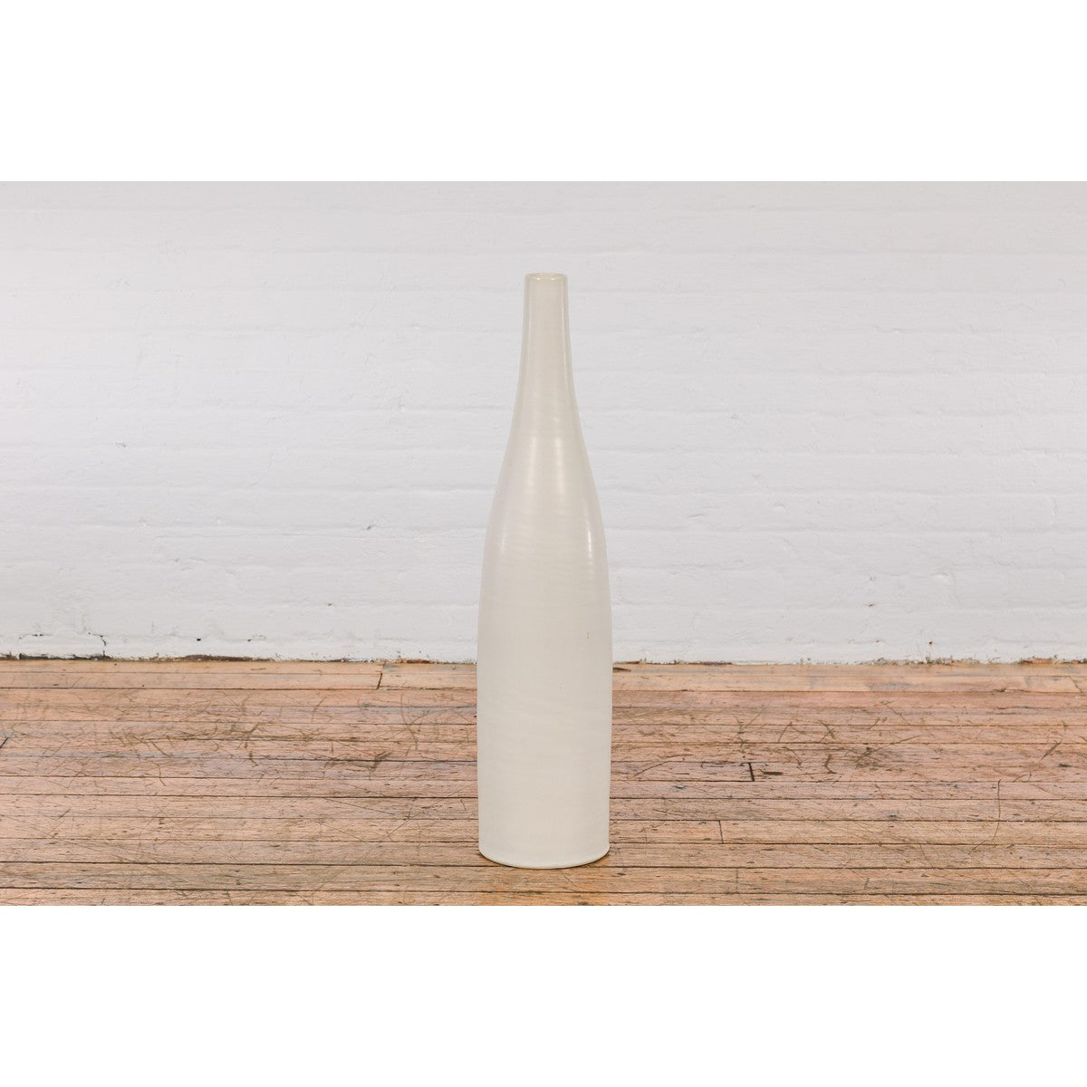Tall Artisan Made Contemporary Vase with Cream Glaze-11. Asian &amp; Chinese Furniture, Art, Antiques, Vintage Home Décor for sale at FEA Home
