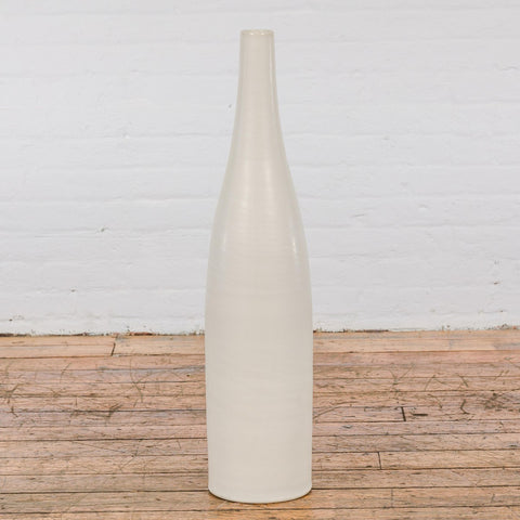 Tall Artisan Made Contemporary Vase with Cream Glaze-YN7801-3. Asian & Chinese Furniture, Art, Antiques, Vintage Home Décor for sale at FEA Home