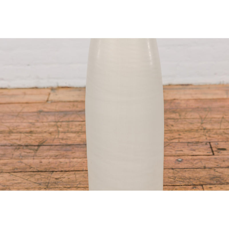 Tall Artisan Made Contemporary Vase with Cream Glaze-YN7801-6. Asian & Chinese Furniture, Art, Antiques, Vintage Home Décor for sale at FEA Home