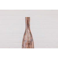 Tall and Slender Textured Brown Minimalist Ceramic Vase