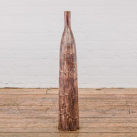 Tall and Slender Textured Brown Minimalist Ceramic Vase