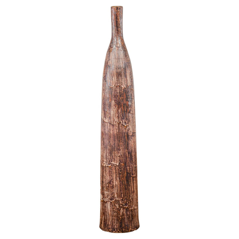 Tall and Slender Textured Brown Minimalist Ceramic Vase-YN7802-1. Asian & Chinese Furniture, Art, Antiques, Vintage Home Décor for sale at FEA Home