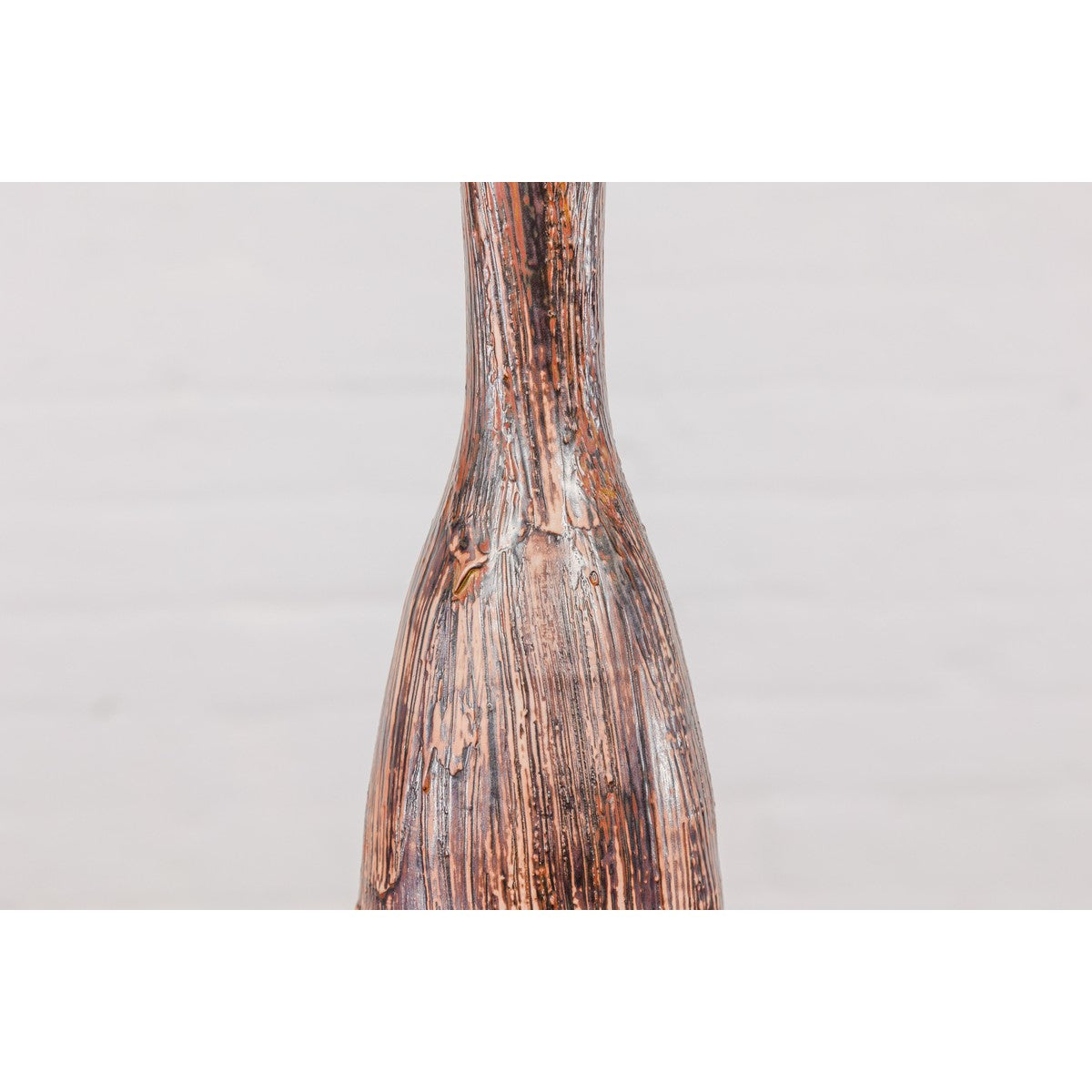 Tall and Slender Textured Brown Minimalist Ceramic Vase-8. Asian &amp; Chinese Furniture, Art, Antiques, Vintage Home Décor for sale at FEA Home