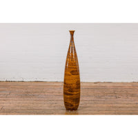 Textured Two-Tone Brown Tall Vase with Narrow Mouth, Elegant Home Decor