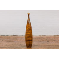 Textured Two-Tone Brown Tall Vase with Narrow Mouth, Elegant Home Decor