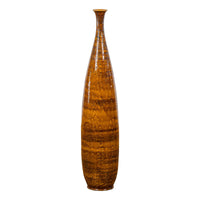Textured Two-Tone Brown Tall Vase with Narrow Mouth, Elegant Home Decor