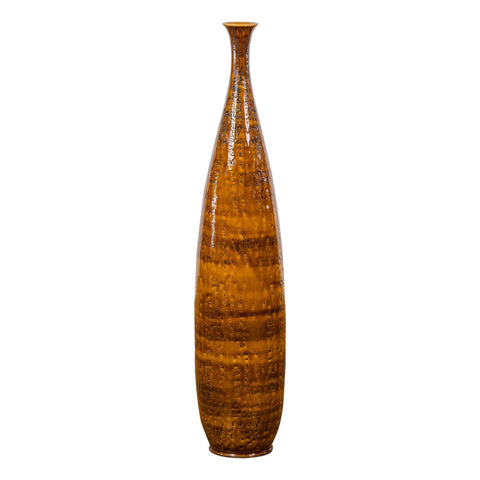 Textured Two-Tone Brown Tall Vase with Narrow Mouth, Elegant Home Decor-YN7803-14. Asian & Chinese Furniture, Art, Antiques, Vintage Home Décor for sale at FEA Home