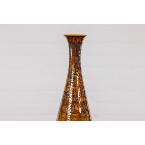 Textured Two-Tone Brown Tall Vase with Narrow Mouth, Elegant Home Decor-YN7803-4. Asian & Chinese Furniture, Art, Antiques, Vintage Home Décor for sale at FEA Home