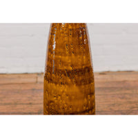 Textured Two-Tone Brown Tall Vase with Narrow Mouth, Elegant Home Decor