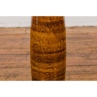 Textured Two-Tone Brown Tall Vase with Narrow Mouth, Elegant Home Decor