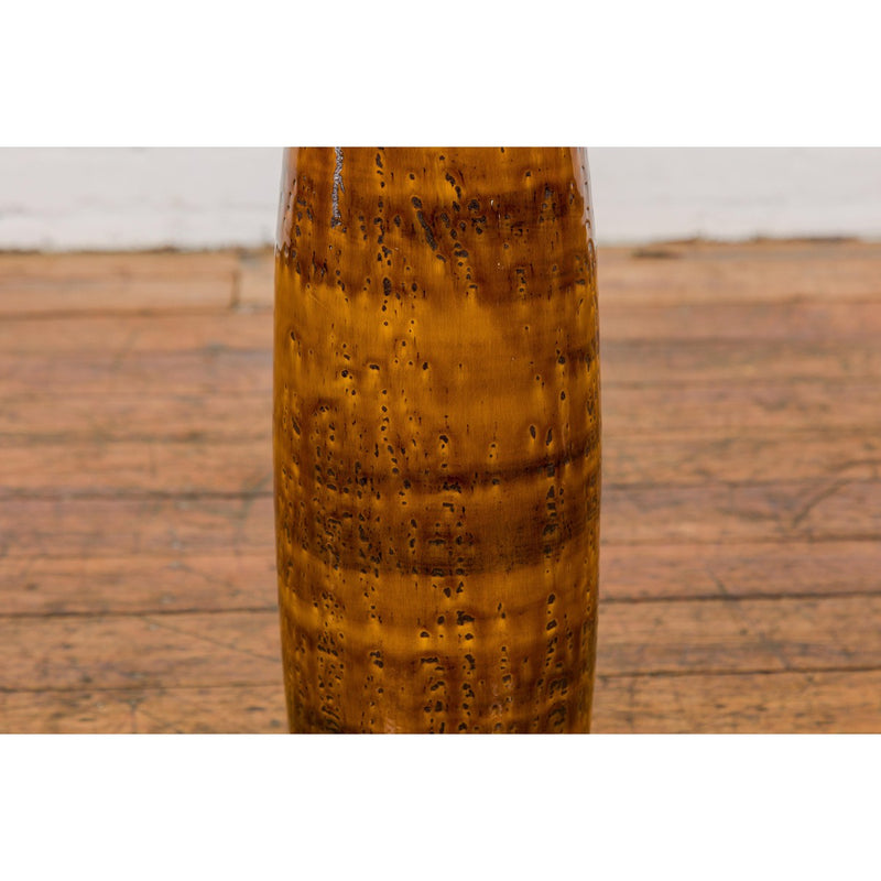 Textured Two-Tone Brown Tall Vase with Narrow Mouth, Elegant Home Decor-YN7803-7. Asian & Chinese Furniture, Art, Antiques, Vintage Home Décor for sale at FEA Home
