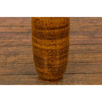 Textured Two-Tone Brown Tall Vase with Narrow Mouth, Elegant Home Decor