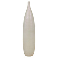 Subtle Ivory Color Tall Vase with Raised Scrolling Motifs and Narrow Mouth