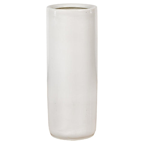 Vintage Minimalist Blanc de Chine Porcelain Circular Shaped Umbrella Stand-YN7805-1. Asian & Chinese Furniture, Art, Antiques, Vintage Home Décor for sale at FEA Home