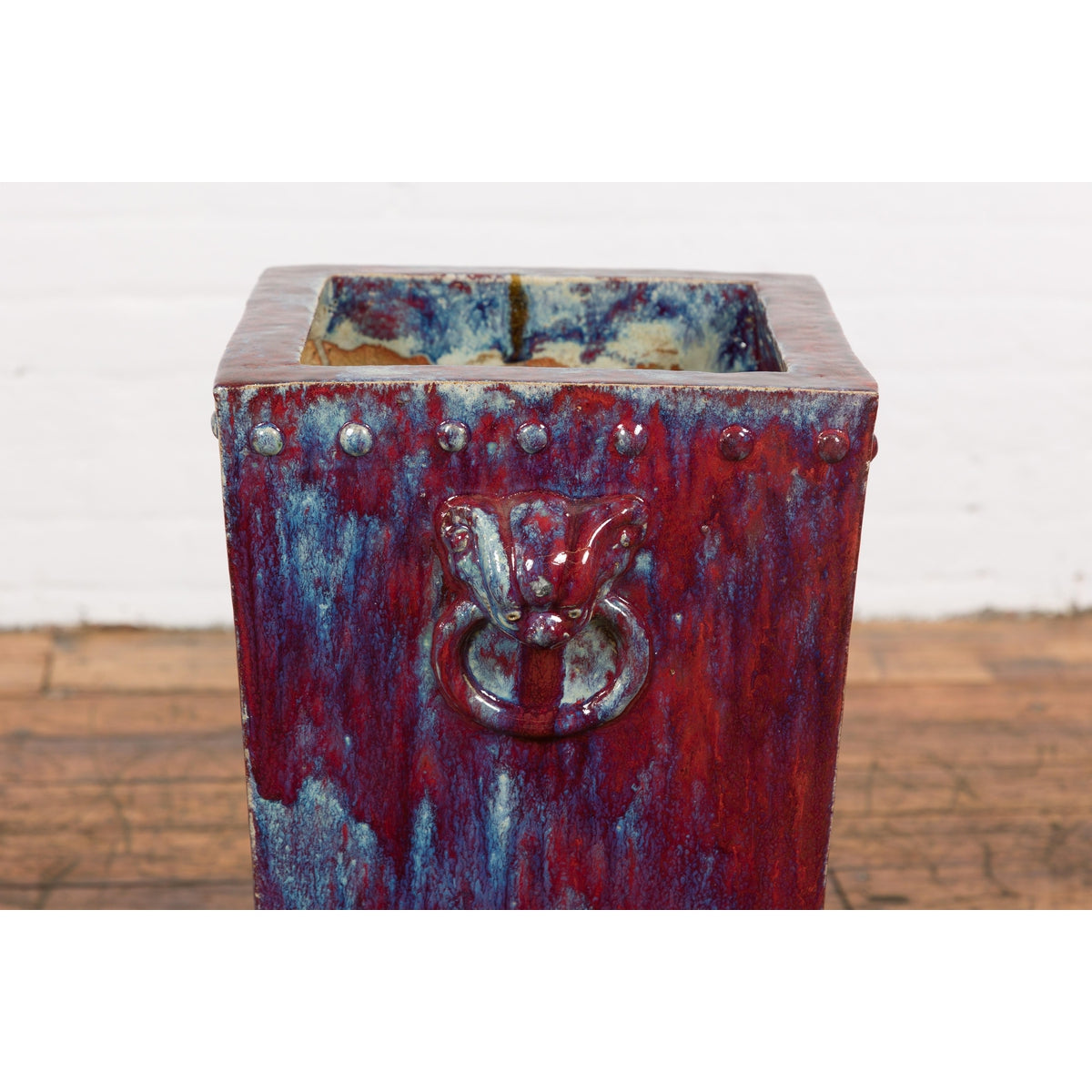 Red and Blue Chinese Vintage Ceramic Planter-15. Asian &amp; Chinese Furniture, Art, Antiques, Vintage Home Décor for sale at FEA Home