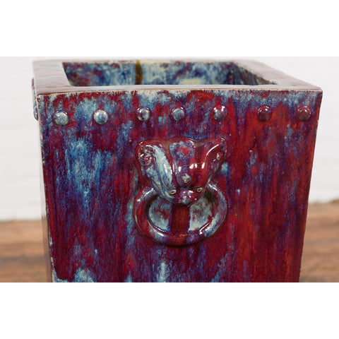 Red and Blue Chinese Vintage Ceramic Planter-YN7807-17. Asian & Chinese Furniture, Art, Antiques, Vintage Home Décor for sale at FEA Home