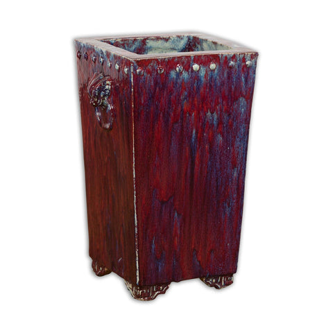 Red and Blue Chinese Vintage Ceramic Planter-YN7807-19. Asian & Chinese Furniture, Art, Antiques, Vintage Home Décor for sale at FEA Home