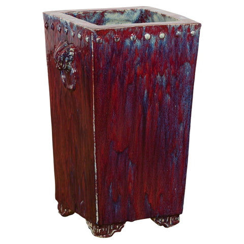 Red and Blue Chinese Vintage Ceramic Planter-YN7807-1. Asian & Chinese Furniture, Art, Antiques, Vintage Home Décor for sale at FEA Home