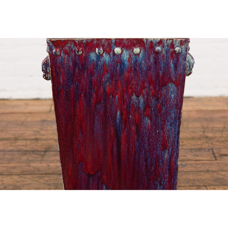 Red and Blue Chinese Vintage Ceramic Planter-YN7807-5. Asian & Chinese Furniture, Art, Antiques, Vintage Home Décor for sale at FEA Home