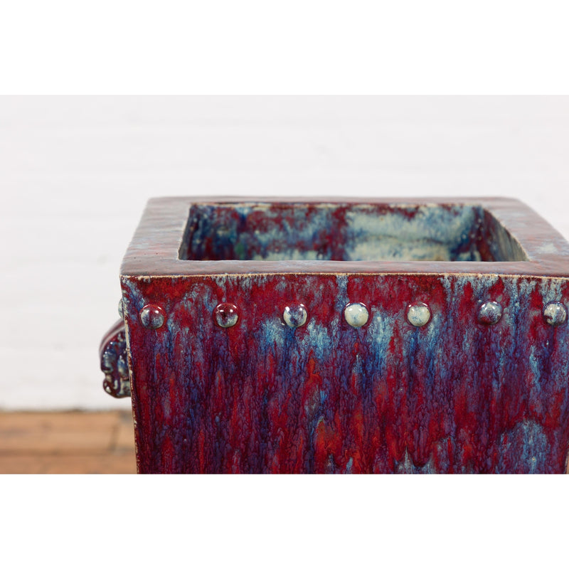 Red and Blue Chinese Vintage Ceramic Planter-YN7807-8. Asian & Chinese Furniture, Art, Antiques, Vintage Home Décor for sale at FEA Home