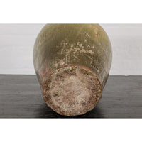 Rustic Brownish Green Glazed Ceramic Vase - Country Collection