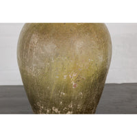 Rustic Brownish Green Glazed Ceramic Vase - Country Collection