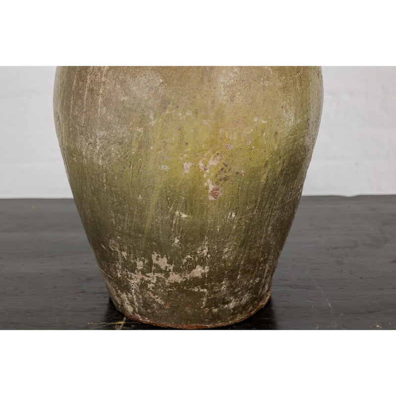 Rustic Brownish Green Glazed Ceramic Vase - Country Collection-YN7809-9. Asian & Chinese Furniture, Art, Antiques, Vintage Home Décor for sale at FEA Home