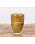 Artisan Handcrafted Mustard Color Ceramic Garden Planter with Incised Décor-13. Asian & Chinese Furniture, Art, Antiques, Vintage Home Décor for sale at FEA Home