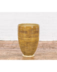 Artisan Handcrafted Mustard Color Ceramic Garden Planter with Incised Décor-14. Asian & Chinese Furniture, Art, Antiques, Vintage Home Décor for sale at FEA Home