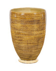 Artisan Handcrafted Mustard Color Ceramic Garden Planter with Incised Décor-17. Asian & Chinese Furniture, Art, Antiques, Vintage Home Décor for sale at FEA Home