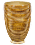 Artisan Handcrafted Mustard Color Ceramic Garden Planter with Incised Décor-1. Asian & Chinese Furniture, Art, Antiques, Vintage Home Décor for sale at FEA Home