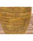 Artisan Handcrafted Mustard Color Ceramic Garden Planter with Incised Décor-6. Asian & Chinese Furniture, Art, Antiques, Vintage Home Décor for sale at FEA Home