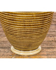Artisan Handcrafted Mustard Color Ceramic Garden Planter with Incised Décor-7. Asian & Chinese Furniture, Art, Antiques, Vintage Home Décor for sale at FEA Home
