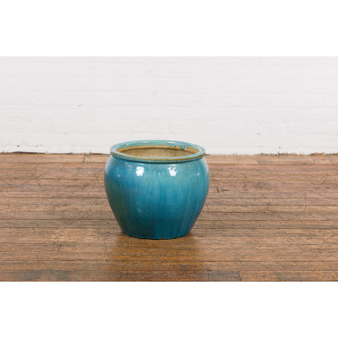 Chinese Late Qing Dynasty Period South Sea Blue Glazed Ceramic Planter-YN7821-10. Asian & Chinese Furniture, Art, Antiques, Vintage Home Décor for sale at FEA Home