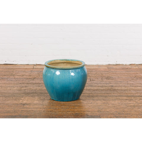 Chinese Late Qing Dynasty Period South Sea Blue Glazed Ceramic Planter-YN7821-8. Asian & Chinese Furniture, Art, Antiques, Vintage Home Décor for sale at FEA Home