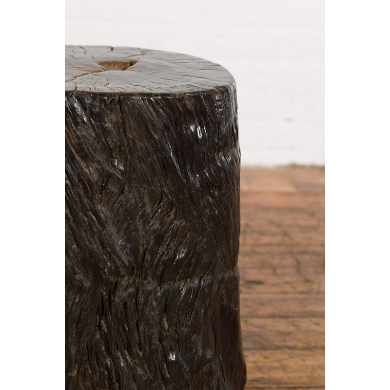 Dark Brown Wooden Tree Stump End Table-YN7831-11. Asian & Chinese Furniture, Art, Antiques, Vintage Home Décor for sale at FEA Home