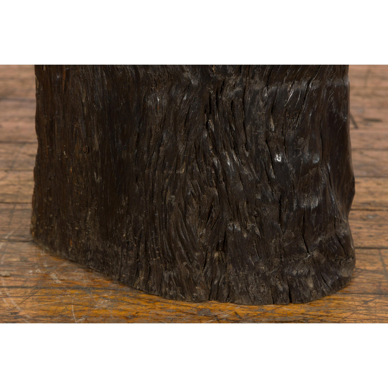Dark Brown Wooden Tree Stump End Table-YN7831-12. Asian & Chinese Furniture, Art, Antiques, Vintage Home Décor for sale at FEA Home