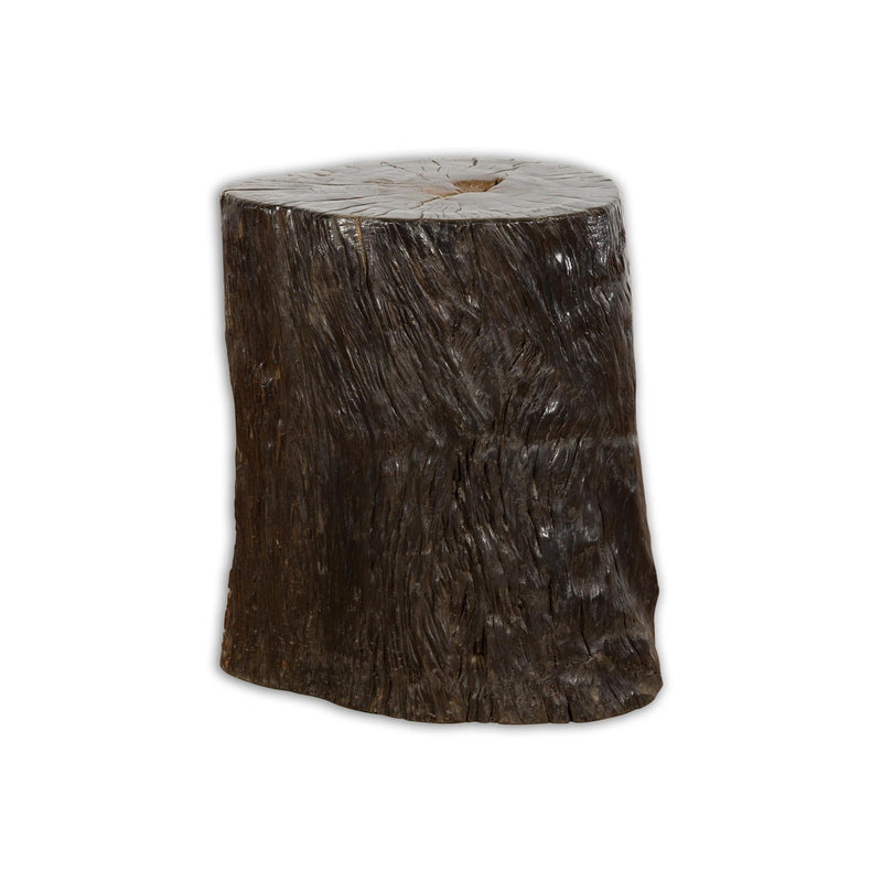 Dark Brown Wooden Tree Stump End Table-YN7831-16. Asian & Chinese Furniture, Art, Antiques, Vintage Home Décor for sale at FEA Home