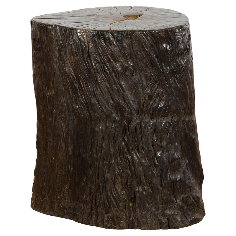 Dark Brown Wooden Tree Stump End Table-YN7831-1. Asian & Chinese Furniture, Art, Antiques, Vintage Home Décor for sale at FEA Home