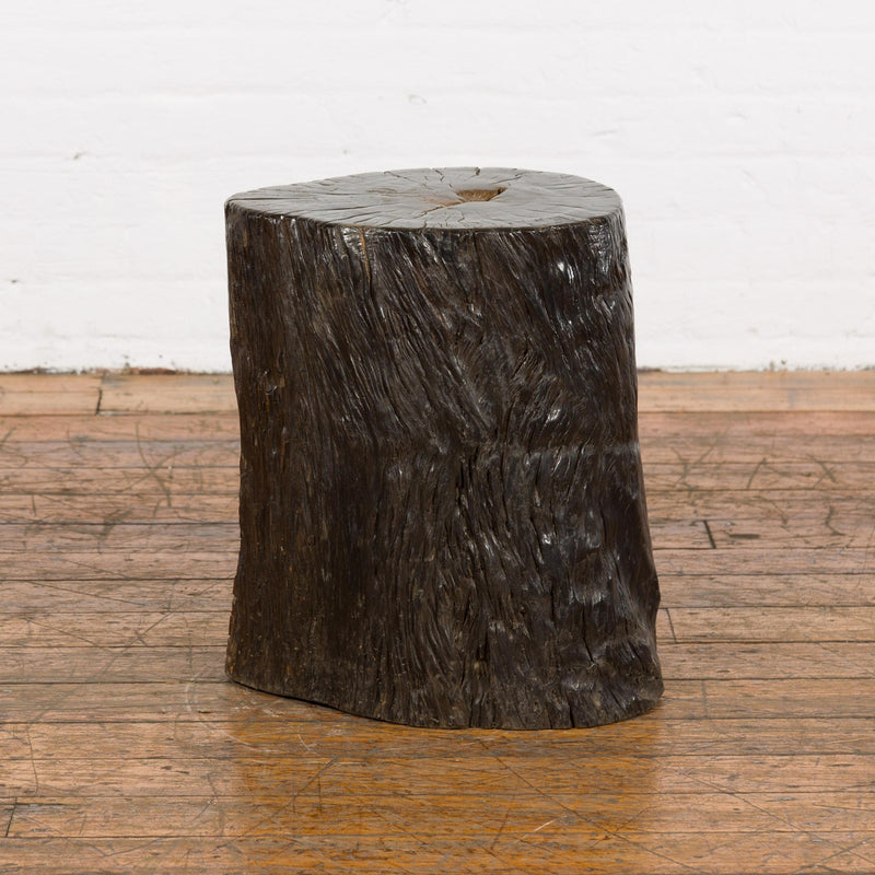 Dark Brown Wooden Tree Stump End Table-YN7831-2. Asian & Chinese Furniture, Art, Antiques, Vintage Home Décor for sale at FEA Home