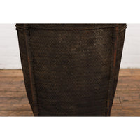 Vintage Thai Rustic Dark Brown Woven Rattan Farmer's Basket with Tapering Lines-YN7844-5. Asian & Chinese Furniture, Art, Antiques, Vintage Home Décor for sale at FEA Home