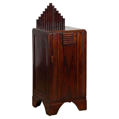 Art Deco Inspired Vintage Side Cabinet with Rising Back-YN7849-1. Asian & Chinese Furniture, Art, Antiques, Vintage Home Décor for sale at FEA Home