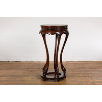 Chinese Late Qing Dynasty Plant Stand with Carved Apron and Curving Legs-YN7850-12. Asian & Chinese Furniture, Art, Antiques, Vintage Home Décor for sale at FEA Home