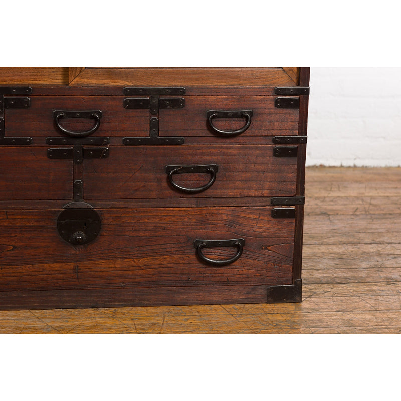 Japanese Meiji Period 19th Century Tansu Chest with Sliding Chest and Drawers-YN7851-12. Asian & Chinese Furniture, Art, Antiques, Vintage Home Décor for sale at FEA Home